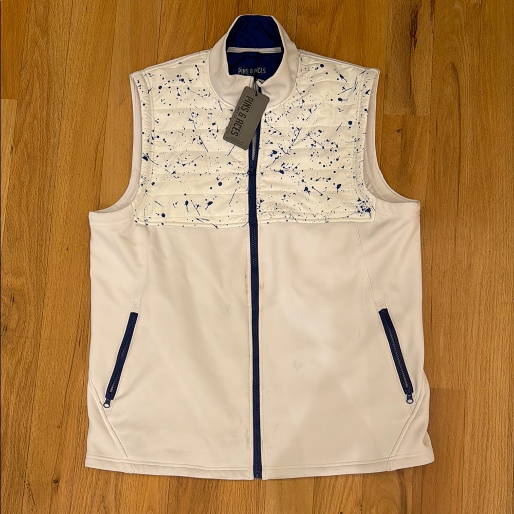 Men's Cream Vest with Blue Accents